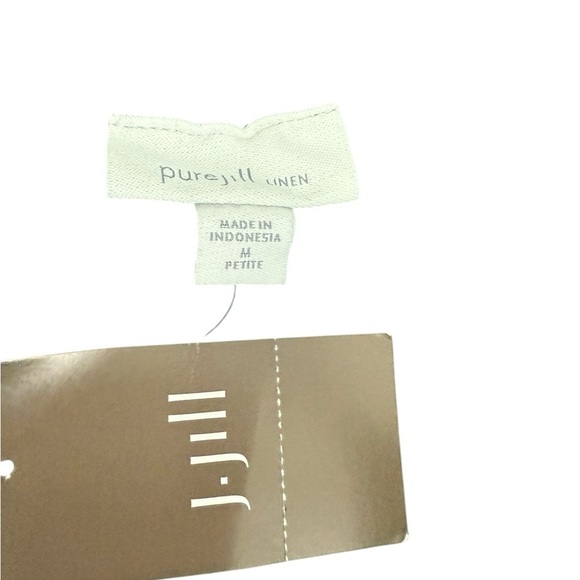 Pure Jill Linen Trapunto-Stitched Steel Blue Melange Pants Sise Medium Petite - Picture 5 of 7